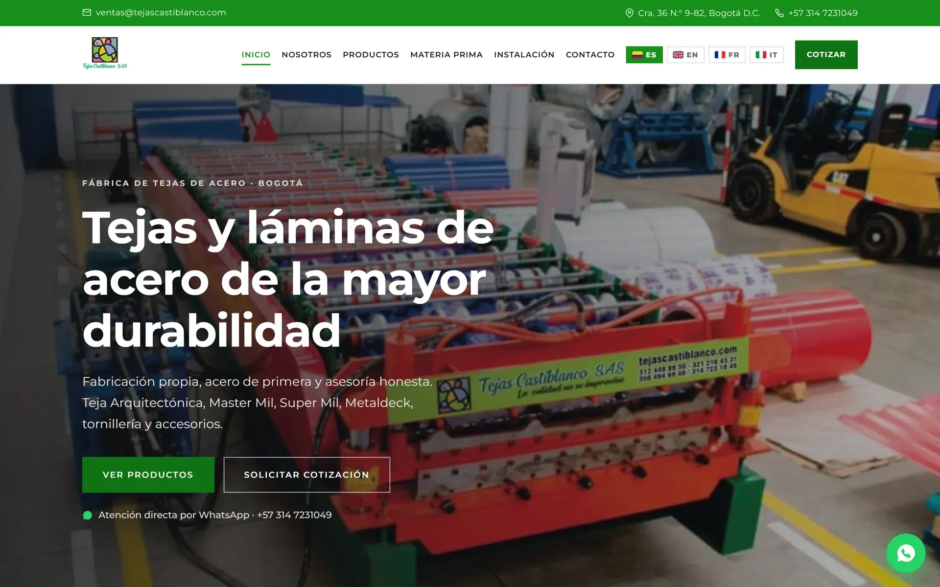 Tejas Castiblanco — Corporate & catalog · Manufacturing